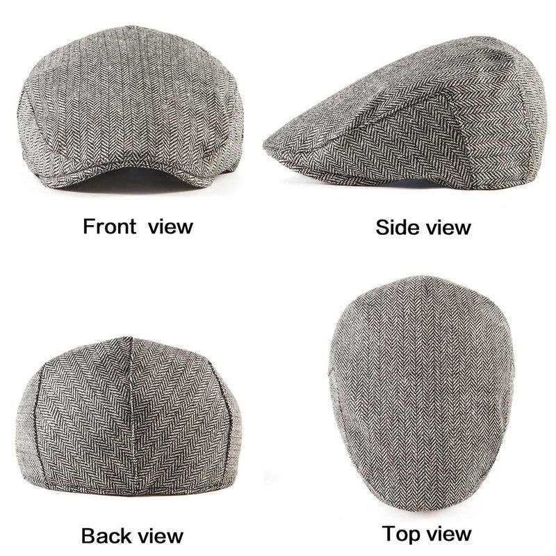 LADYBRO Black+Grey Newsboy Cap Men - Warm Hat for Men Flat Cap Ivy Hat Gift 2Packâ€¦ - Image 5